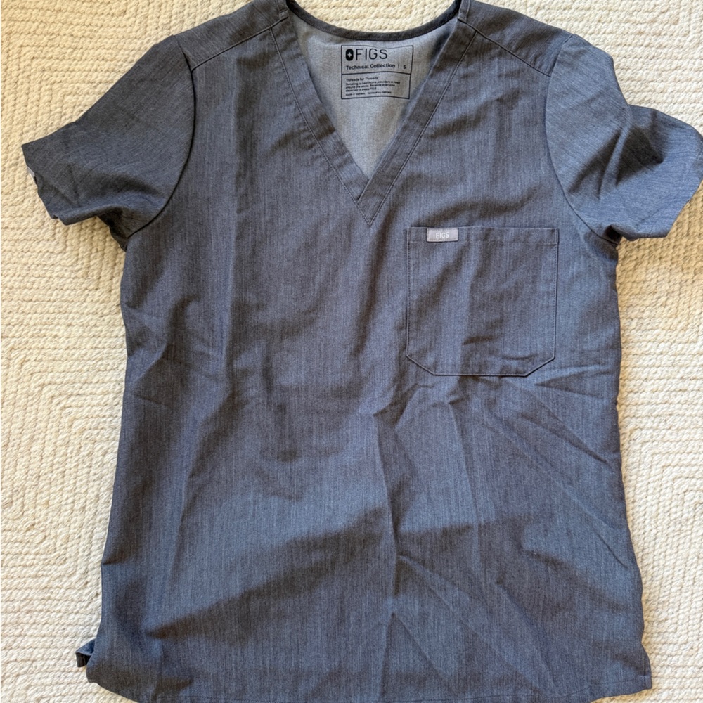 Figs Charcoal V-Neck Scrub Top